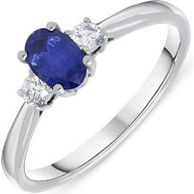 18ct White Gold Sapphire Diamond Oval Trilogy Ring