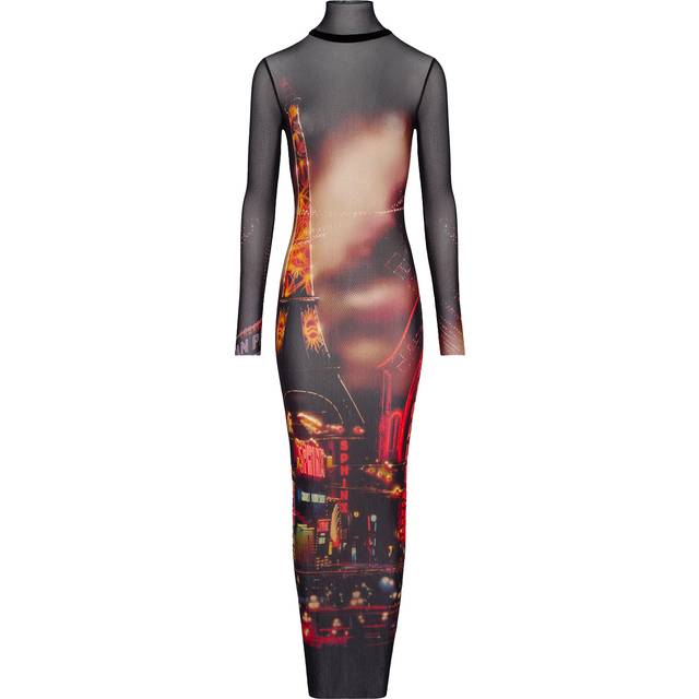 Pigalle Printed Mesh Long Dress - Multicolor (XS)