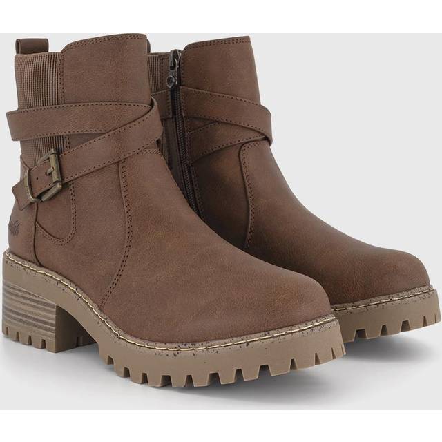 Blowfish Womens Lifted Buckle Boots Rust Redwood Brown, 3