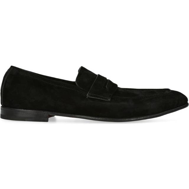 Zegna Mens Black L&#39;asola Suede Penny Loafers Eur 44 / 10 Uk Men - BLACK