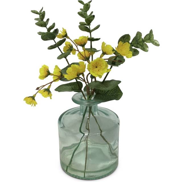 Habitat Artificial Blossom & Eucalyptus in Glass Vase - 16cm