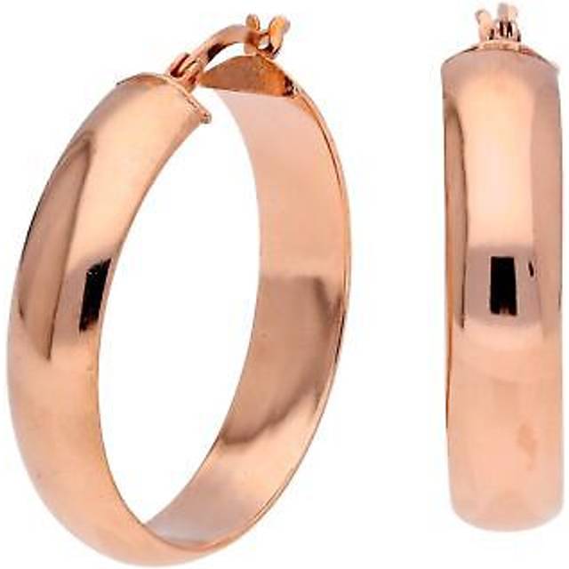 Rose gold plated sterling silver chunky creole 30mm hoop earrings