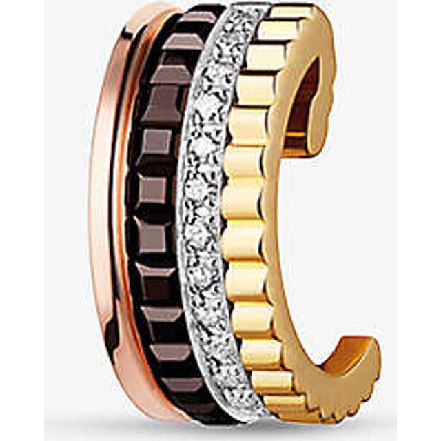Boucheron Womens Brown Quatre Classique 18ct Yellow, White- and Rose-gold 0.05ct Brilliant-cut Diamond Single Clip Earring - BROWN