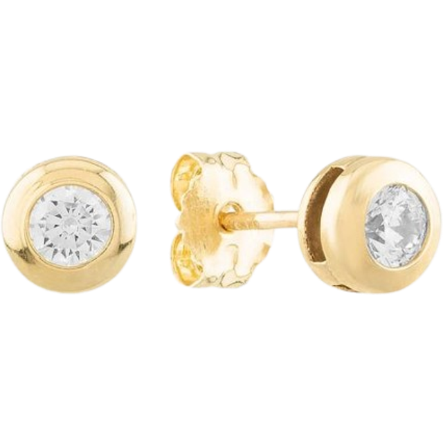 9ct Rubover Cubic Zirconia Small Studs SE546 - Gold
