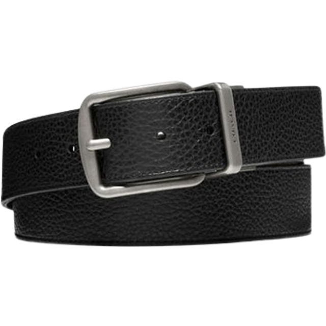 Coach Mens Wide Harness CTS Reversible Belt in Pebbled Leather - Black - One Size