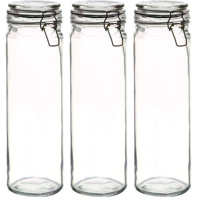 Argon Tableware - Glass Spaghetti Jars - 2 Litre - Black Seal (2,000ml)