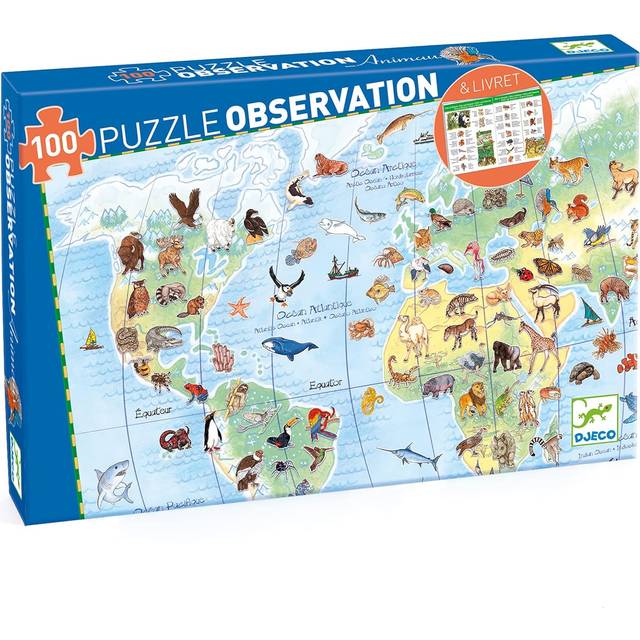 Djeco Observation Worlds Animals Puzzle & Booklet