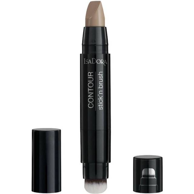 IsaDora Stick'n Brush – konturpinne med pensel – matt naturlig kontur – även på språng – konturpenna makeup – 2-i-1 creme konturstick och konturborste – varm mocha