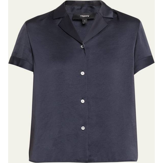 Theory Crushed Satin Camp Shirt