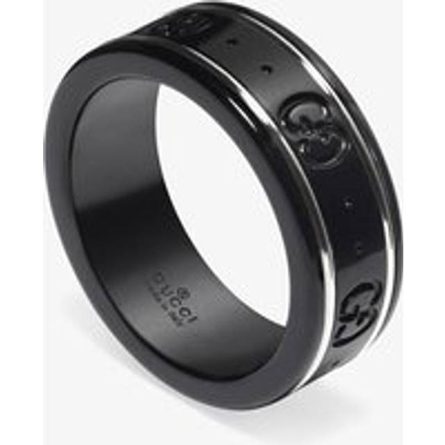 Gucci White Gold and Black Icon Ring (N) YBC225985001014