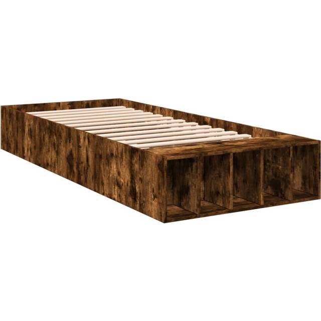 vidaXL Bed Frame Bed Base Smoked Oak 75x190 cm Small Single Engineered Wood