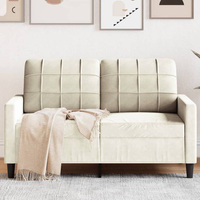 Tvåsitssoffa i gräddvit sammet, 120 cm