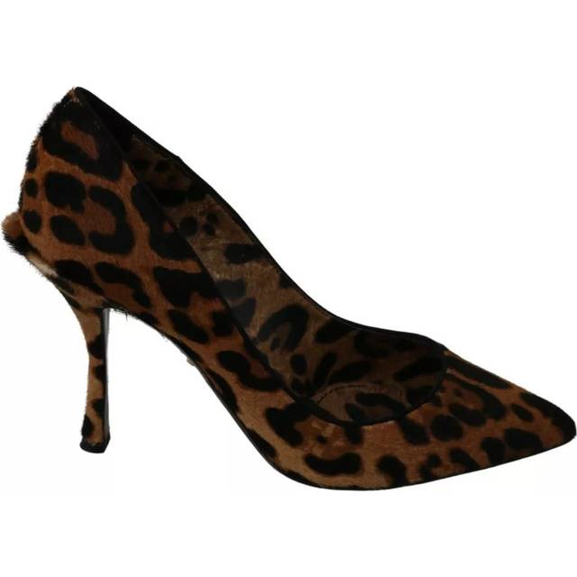 Brown Leopard Calf Hair Heels Pumps Shoes - EU36/US6