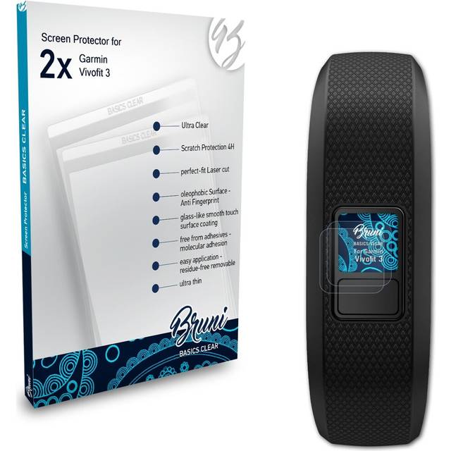 Bruni 2x protective film for garmin vivofit 3 screen protector screen protection