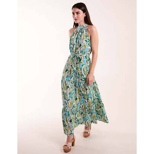 Halter Neck Paisley Maxi Dress - Green - Size 10 - Blue Vanilla