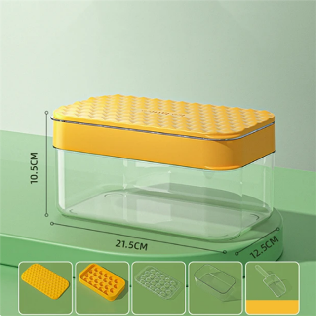 (Yellow) Ice Mould Quick Demould Ice Cube Tray Party Bar Kitchen Freezer Cooling Drink
