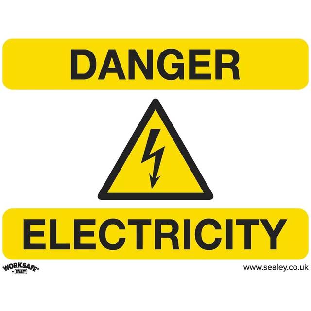 Worksafe Safety Sign - Danger Electricity - Rigid Plastic, Pack of 10