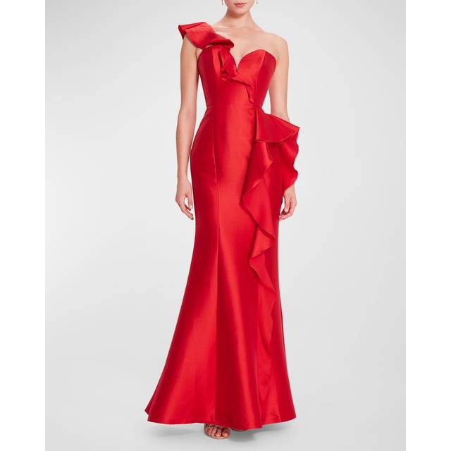 Marchesa Notte Mikado Silk-Blend Gown