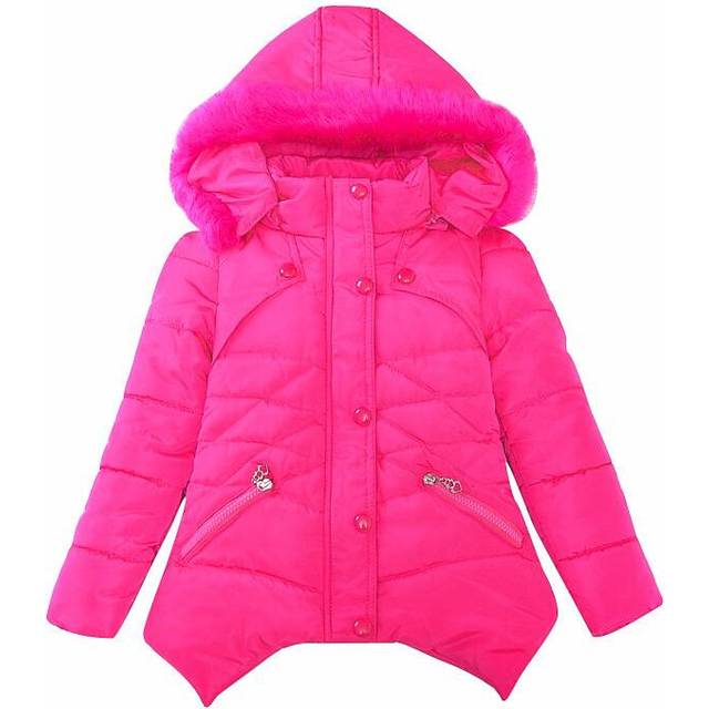 (Rose, 7-8Years) Kids Girls Coat Padded Winter Hooded Warm Jackets