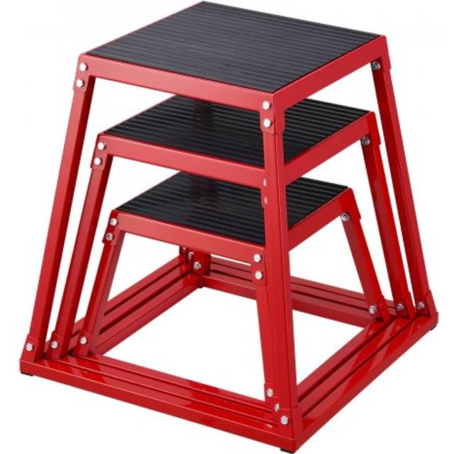 VEVOR Plyometric Jump Boxes, 12/18/24 tum Plyo Box, Platform and Jumping Agility Box, Anti-Slip Fitness Exercise Step Up Box Set för hemmagymträning, konditionsstyrketräning, röd