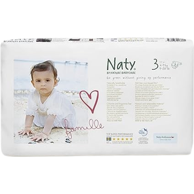 Naty by Nature Babycare 4–9 kg storlek 3 blöjor – paket med 52