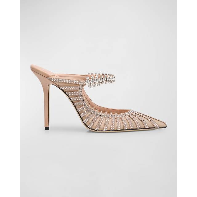 Jimmy Choo Womens Macaron Mix Bing 100 Crystal-embellished Suede and Mesh Heeled Mules Eur 42/ 9 Uk Women - MACARON MIX