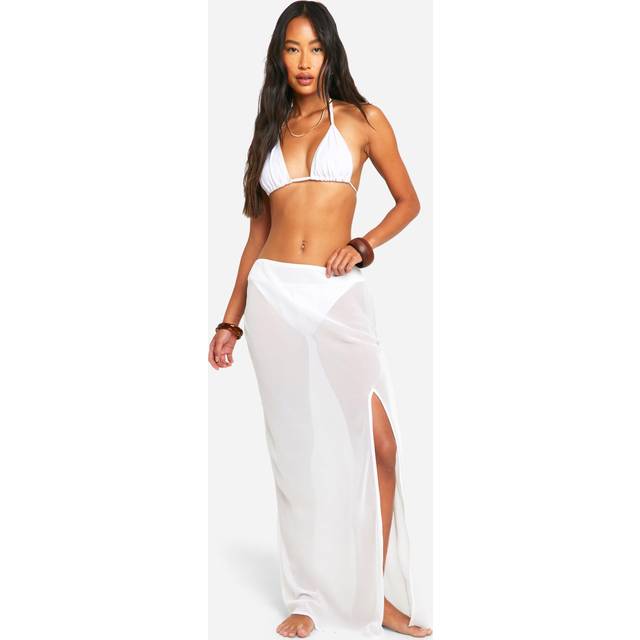 Womens Chiffon Beach Maxi Skirt - White - M