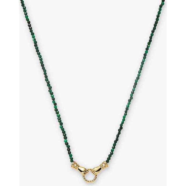 Missoma Womens Gold X Harris Reed Good Hands 18ct Recycled Yellow Gold-plated Brass, Cubic Zirconia and Black Onyx Beaded Necklace - GOLD