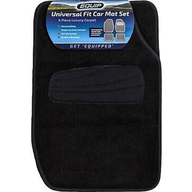 Equip car floor mat universal fit luxury thick pile carpet set of 4 - black