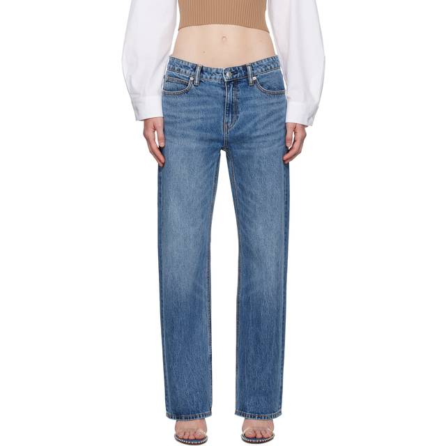 Alexander Wang Blue Mid-Rise Pre-Styled Logo Brief Jeans - VNTGE MDM INDGO 473 - WAIST US 23