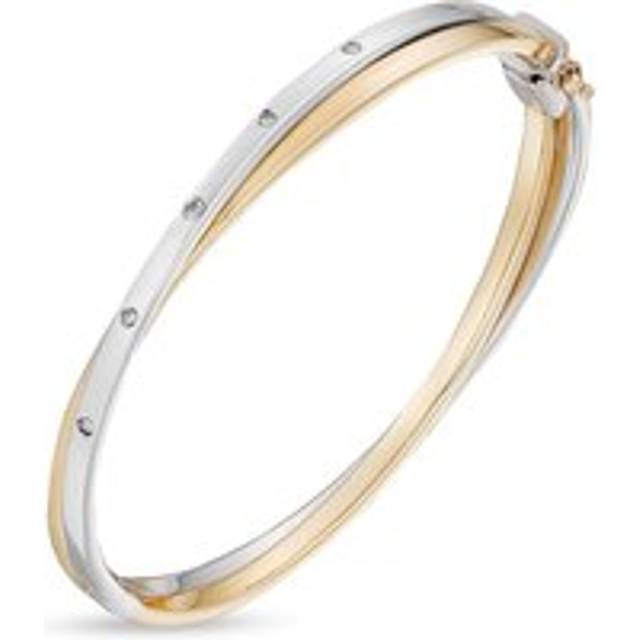 9ct Yellow and White Gold Diamond Bangle - Gold/Yellow Gold/Whi