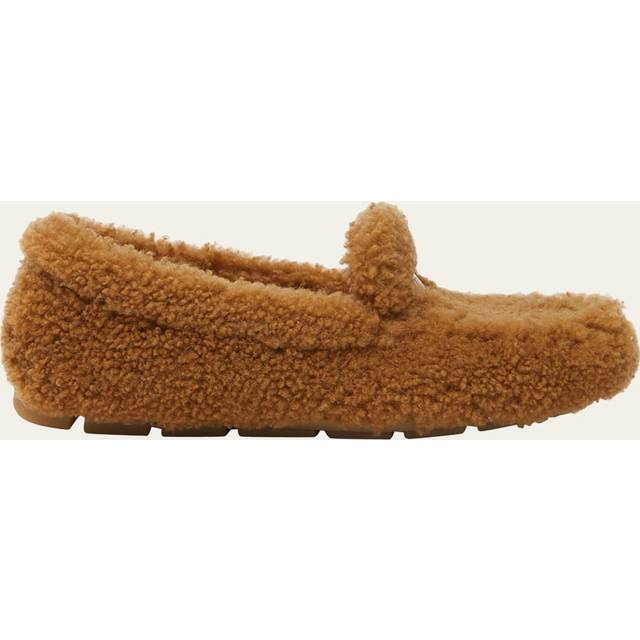 Prada Women's Biscuit Shearling Loafers in Beige O Tan | Size 37 | 1DD087FZF05MPD Color F098L (37)