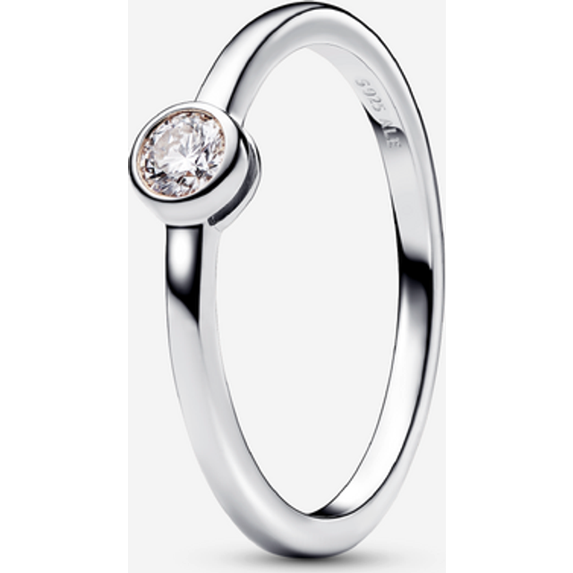 Pandora Era Bezel Sterling Silver Lab-grown Diamond Ring - Sterling silver / Lab-grown diamond - Sz. 53 - Clear