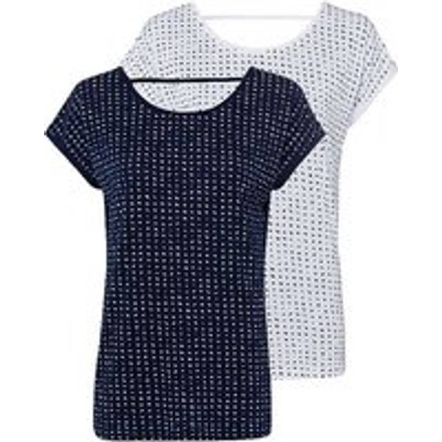 Vivance Pack of 2 Back V-Neck Short Sleeve T-Shirts - Navy / White