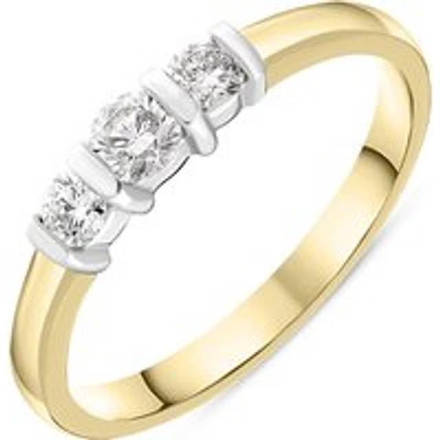 18ct Yellow Gold 0.35ct Diamond Trilogy Bar Set Ring - N