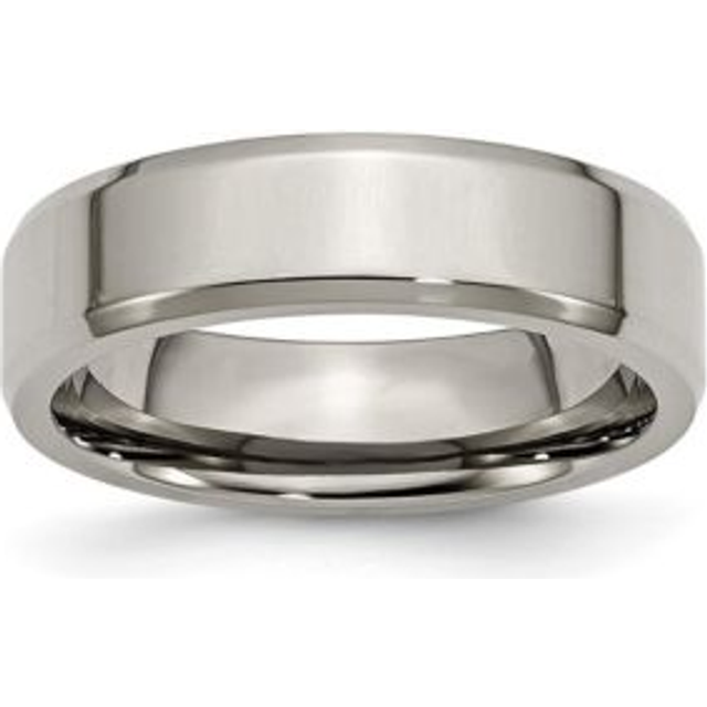 Bridal TB156-12.5 6 mm Titanium Beveled Edge Polished Band, Size 12.5 - Silver