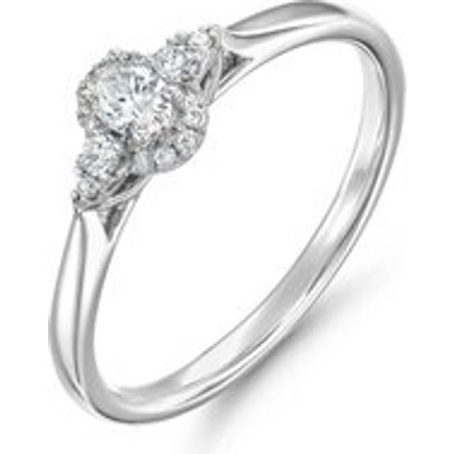 9ct White Gold Diamond Oval Shaped Halo Engagement Ring