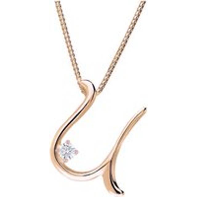 Love Letters 18ct Rose Gold 0.10ct Diamond Initial U Necklace