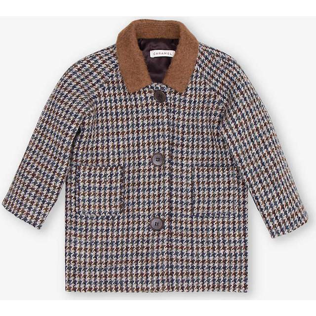 Caramel Burgundy/teal Azuki Collared Check-pattern Wool Coat 1-2 Years 18 Months - BURGUNDY/TEAL