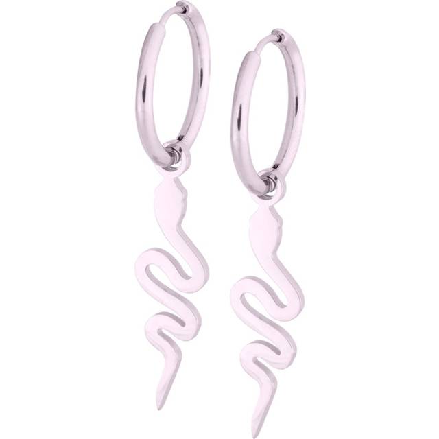 Wildcat - Snake Hoops (Pair) Silver - Earrings - grey - Onesize - Stainless Steel,Metal
