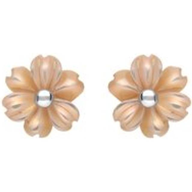 Sterling Silver Pink Mother of Pearl Tuberose 8mm Dahlia Stud Earrings