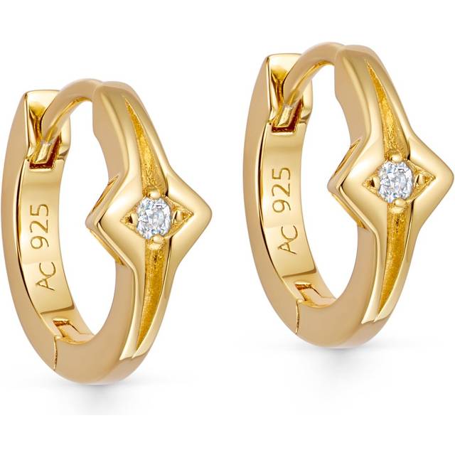 Astley Clarke Womens Yellow Gold Vermeil Luna Star 18ct Gold-plated Sterling-silver and White-sapphire Huggie Hoop Earrings 1 Size - YELLOW GOLD VERMEIL