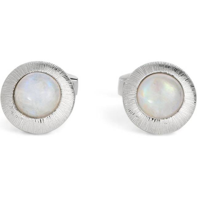 Tateossian Rhodium-Plated Silver and Moonstone Graffiato Cufflink - One size