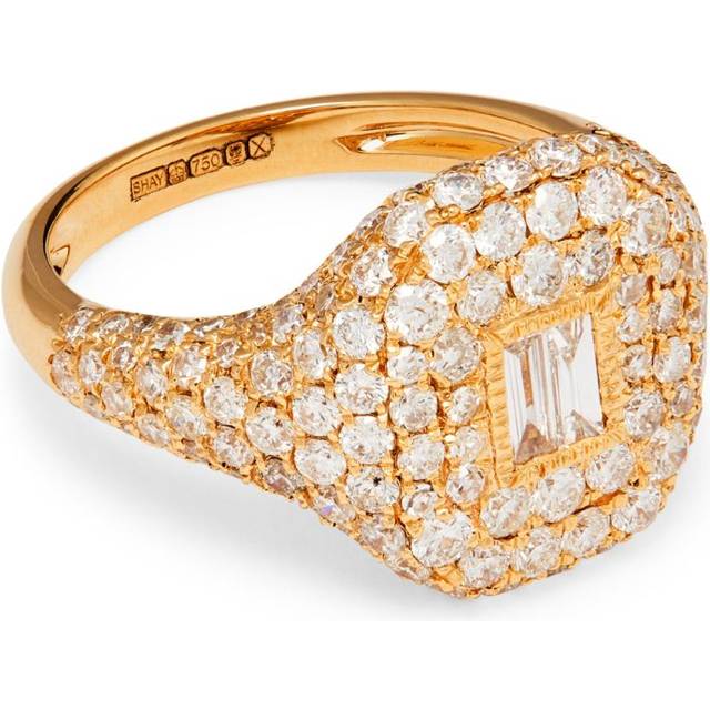 Shay Yellow Gold and Diamond Pavé New Modern Pinky Ring - 3 1/2