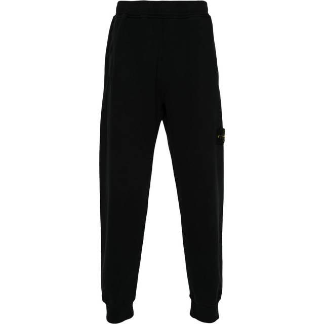 Stone Island Mens Black Brand-patch Drawstring-waist Cotton-jersey Jogging Bottoms L - BLACK