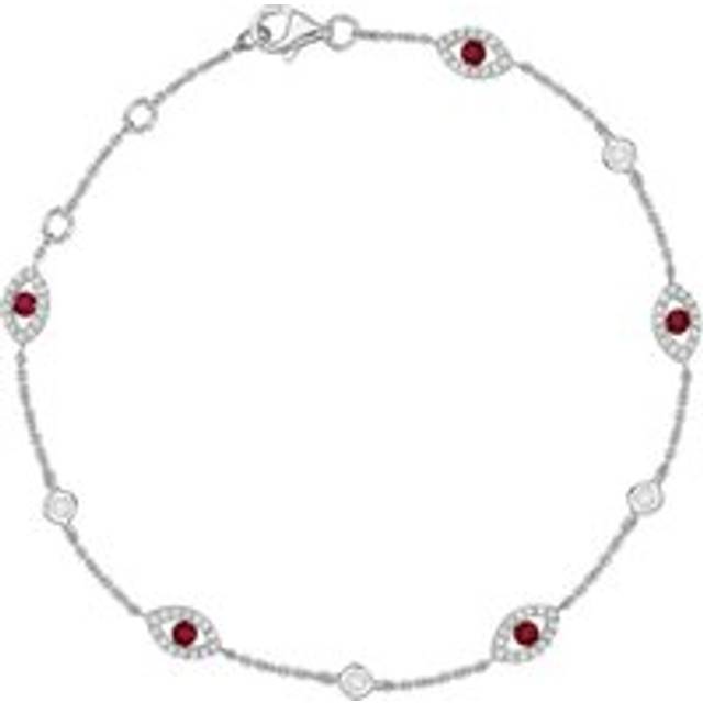 18ct White Gold Ruby Diamond Marquise Bracelet - White Gold
