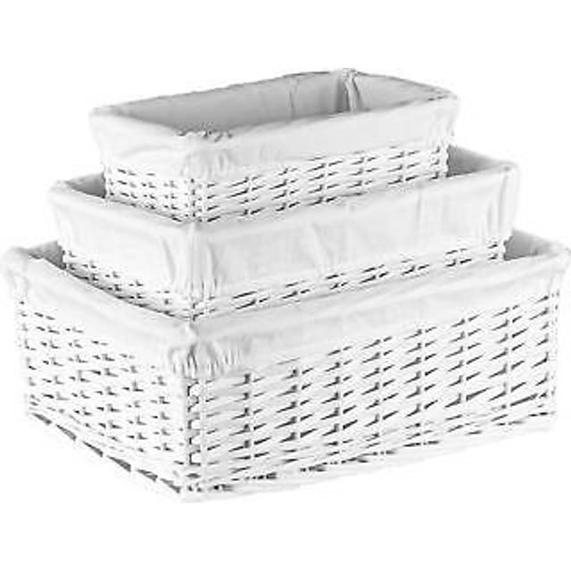 3pc wicker basket white