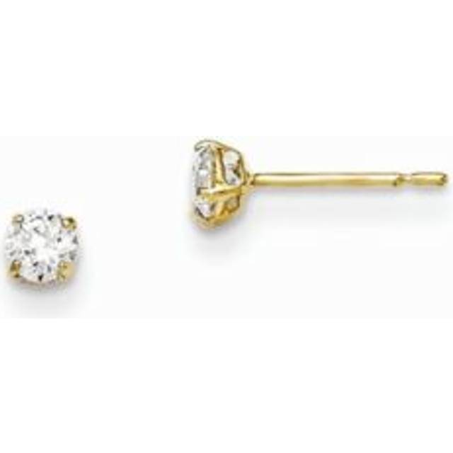 Finest Gold 3 mm 14K Yellow Gold Madi K Round Cubic Zirconia Basket Set Stud Earrings