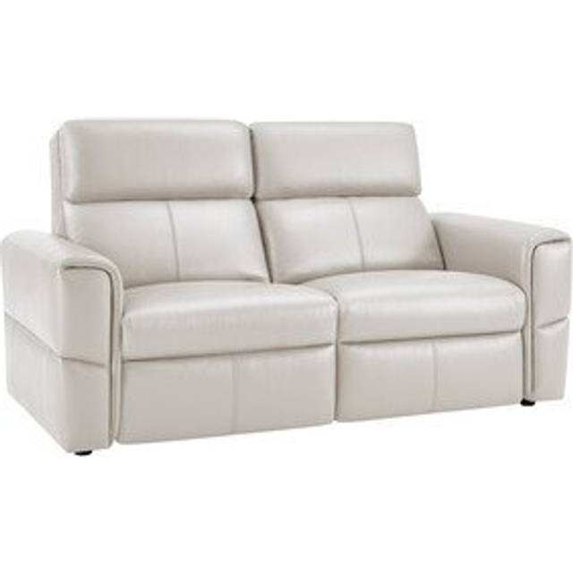 White Leather Sofas - Modular 2 Seat Static Sofa - Samson Range - Oak Furnitureland