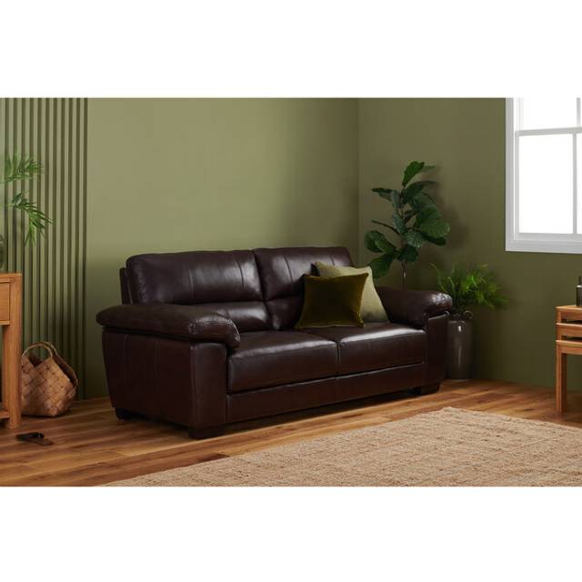 Two Tone Brown Leather Sofas - 3 Seater Sofa - Turin Range - Oak Furnitureland